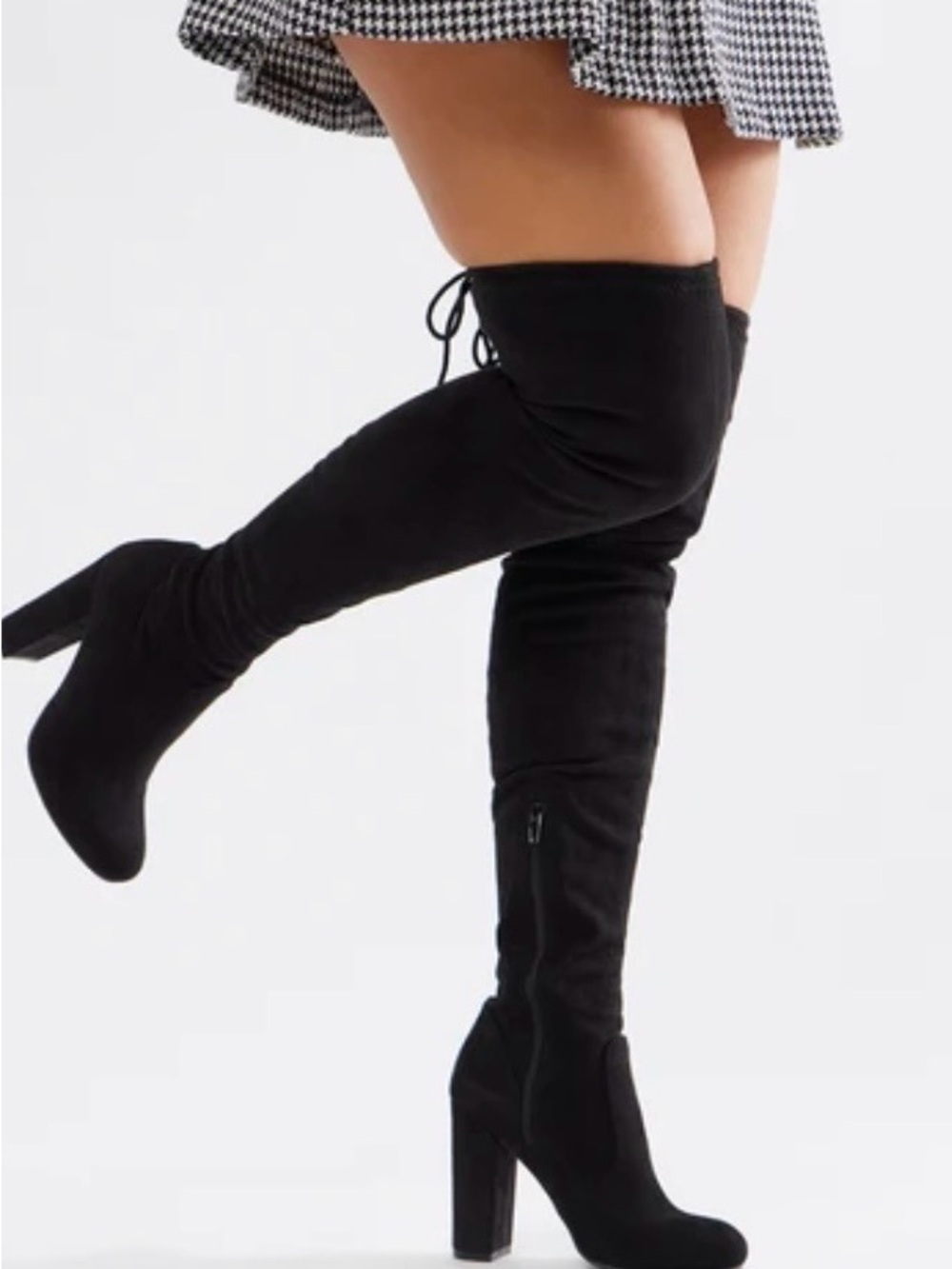 Fashion Nova Black Over-The-Knee Block Heel Boots